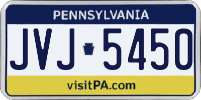 PA license plate JVJ5450