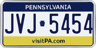 PA license plate JVJ5454