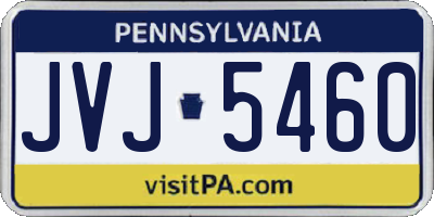 PA license plate JVJ5460