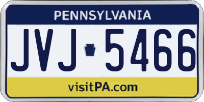 PA license plate JVJ5466