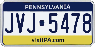 PA license plate JVJ5478