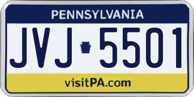PA license plate JVJ5501