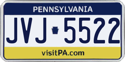 PA license plate JVJ5522