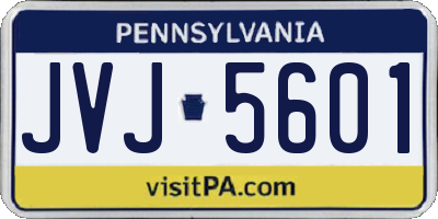 PA license plate JVJ5601