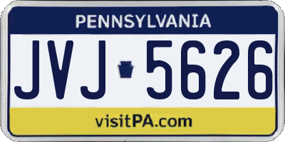 PA license plate JVJ5626