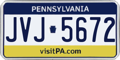PA license plate JVJ5672
