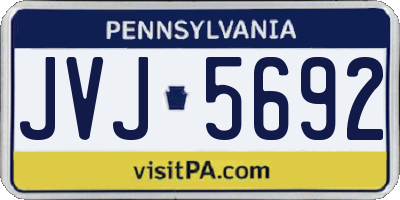 PA license plate JVJ5692
