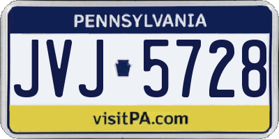 PA license plate JVJ5728