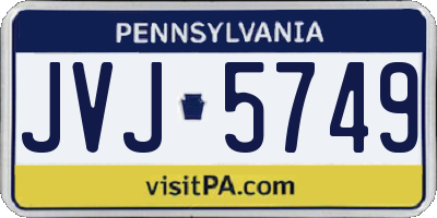 PA license plate JVJ5749