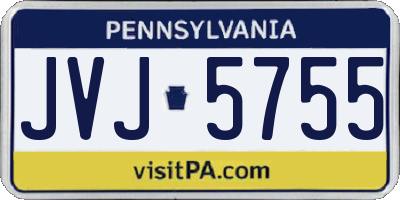 PA license plate JVJ5755