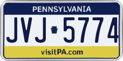 PA license plate JVJ5774
