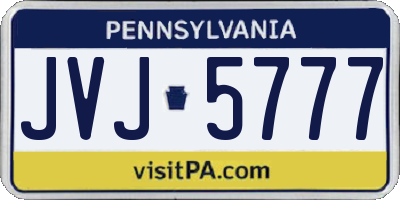 PA license plate JVJ5777