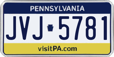 PA license plate JVJ5781