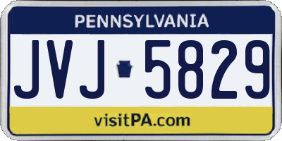 PA license plate JVJ5829