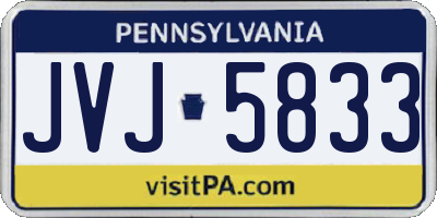 PA license plate JVJ5833