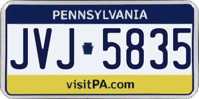 PA license plate JVJ5835