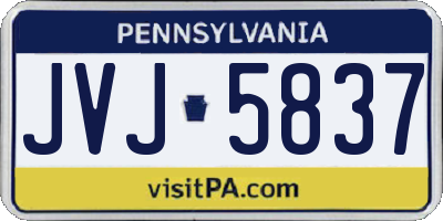 PA license plate JVJ5837