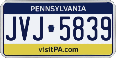 PA license plate JVJ5839