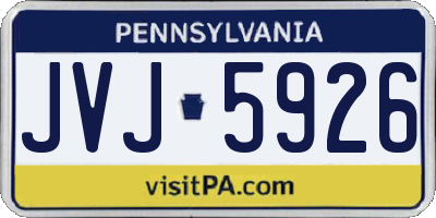PA license plate JVJ5926