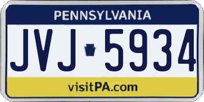 PA license plate JVJ5934