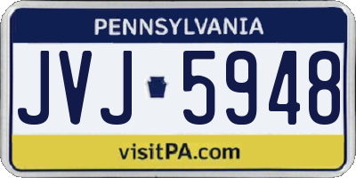 PA license plate JVJ5948