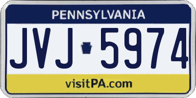 PA license plate JVJ5974