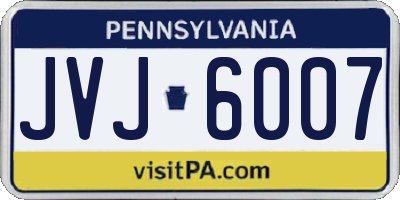 PA license plate JVJ6007