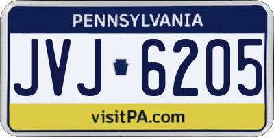 PA license plate JVJ6205