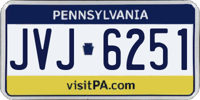 PA license plate JVJ6251