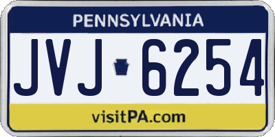 PA license plate JVJ6254