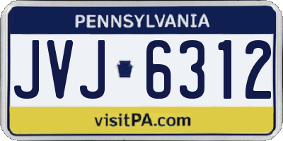 PA license plate JVJ6312