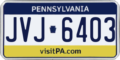 PA license plate JVJ6403