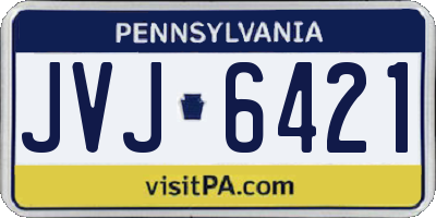 PA license plate JVJ6421