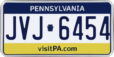 PA license plate JVJ6454