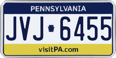 PA license plate JVJ6455
