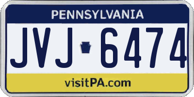 PA license plate JVJ6474