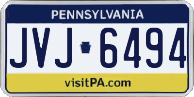 PA license plate JVJ6494