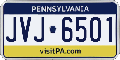 PA license plate JVJ6501