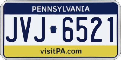 PA license plate JVJ6521