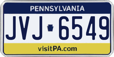 PA license plate JVJ6549
