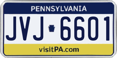 PA license plate JVJ6601