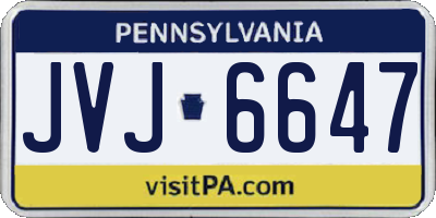 PA license plate JVJ6647