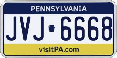 PA license plate JVJ6668