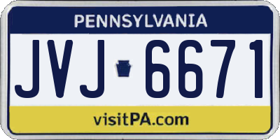 PA license plate JVJ6671