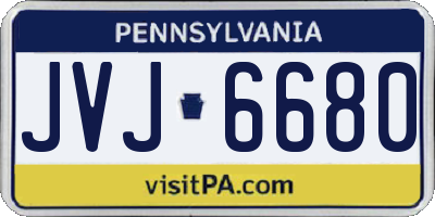 PA license plate JVJ6680