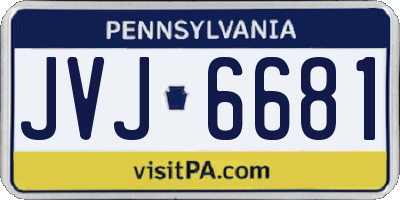 PA license plate JVJ6681