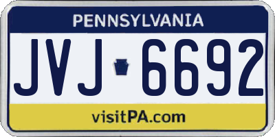 PA license plate JVJ6692
