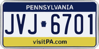 PA license plate JVJ6701