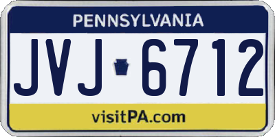 PA license plate JVJ6712