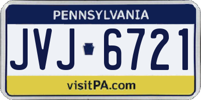 PA license plate JVJ6721